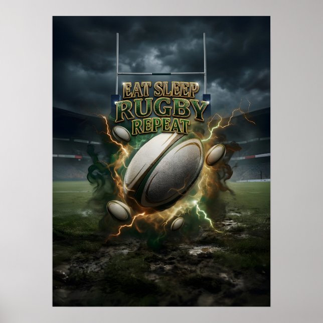 Ät Sova Rugby Eld Poster (Framsidan)
