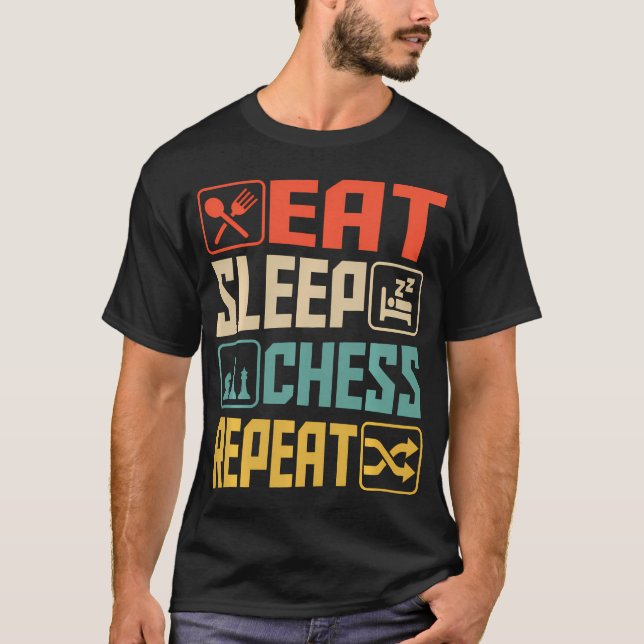 Ät Sova Schack Upprepa T Shirt (Framsida)