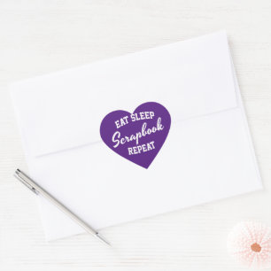 Ät Sova Scrapbook Upprepa Scrapbooking Hjärtformat Klistermärke