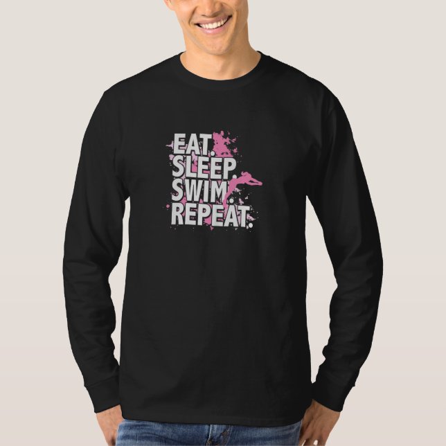 Ät Sova Simma Upprepa T Shirt (Framsida)