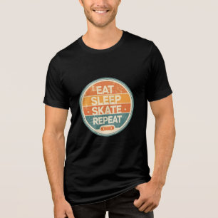 Ät Sova Skata Upprepa Retro Skateboard T Shirt