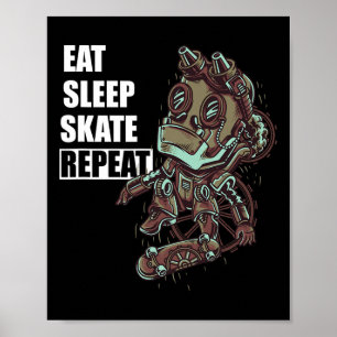 Ät Sova Skate Skateboard För Pojkar Poster