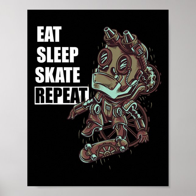 Ät Sova Skate Skateboard För Pojkar Poster (Framsidan)