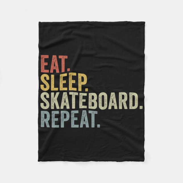 Ät Sova Skateboard Upprepa Rolig Skateboardåkning  Fleecefilt (Framsidan)