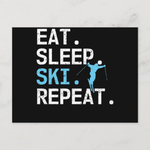 Ät Sova Ski Reptera Skidåkning Hobby Vintersporter Vykort