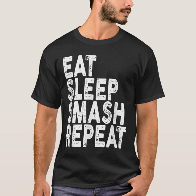 Ät Sova Smash Upprepa _ Badminton Tee  (Framsida)