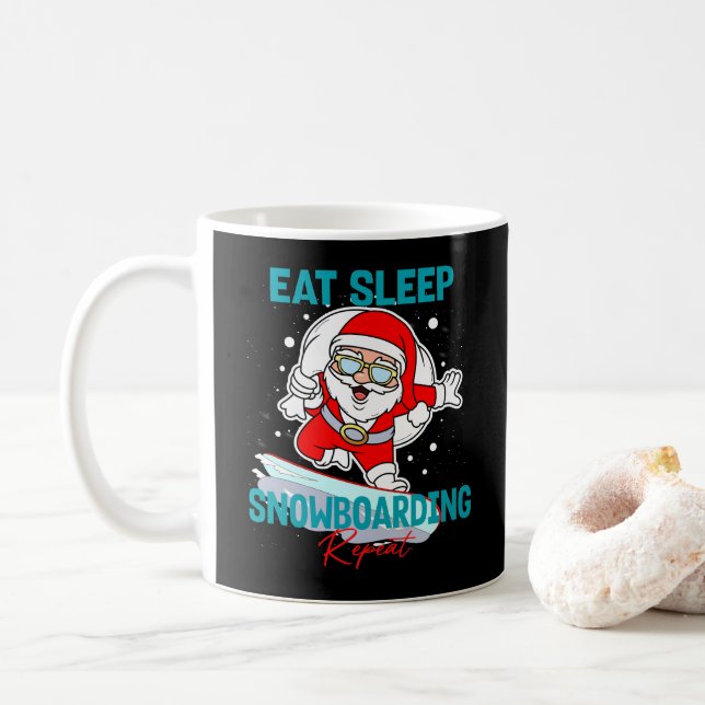 Ät Sova Snowboard Upprepa Julfest Kul Kaffemugg (Med munk)
