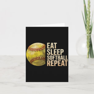 Ät Sova Softboll Upprepa Rolig Softbollsspelare Ja Kort