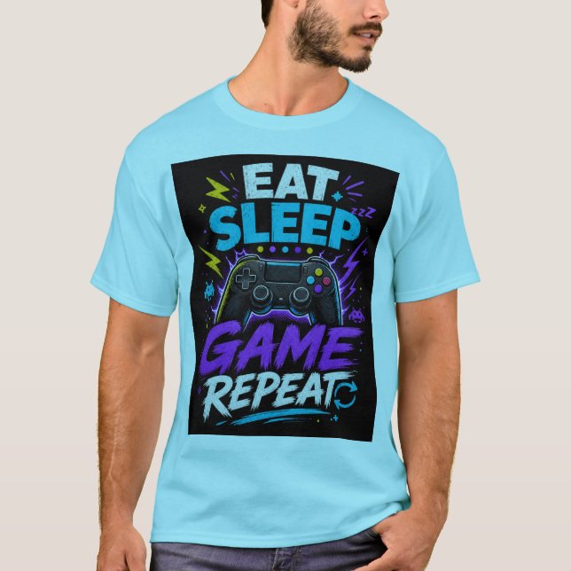 Ät Sova Spel Repetera Spelare Speldesign t-shirt  (Framsida)