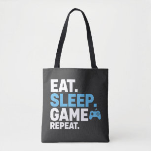 Ät Sova Spel Repris Roligt Gamer Citat Design Tygkasse