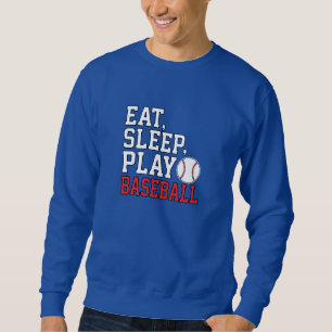 Ät Sova Spela Baseboll Roligt Baseboll Citat Lång Ärmad Tröja