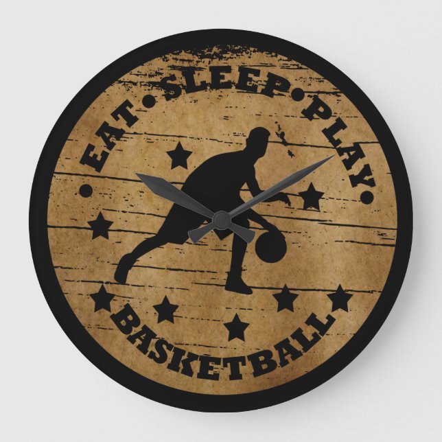 Ät Sova Spela Basket Stor Klocka (Framsida)