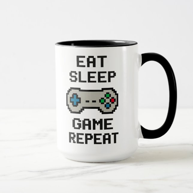 Ät Sova Spela Reptera – Gamer Pixel Art Mugg (Höger)
