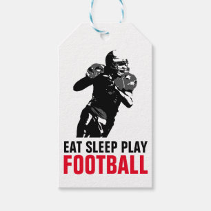 Ät Sova Spela Svart & Vit Fotboll Pop Art Presentetikett