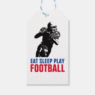 Ät Sova Spela Svart & Vit Fotboll Pop Art Presentetikett