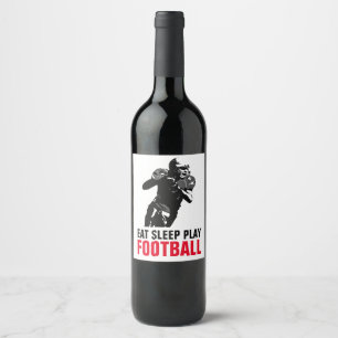 Ät Sova Spela Svart & Vit Fotboll Pop Art Vinflaska Etikett