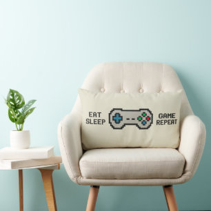 Ät Sova Spela Upprepa – Cool Pixel Gamer Kudde