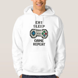Ät Sova Spela Upprepa Hoodie – Retro Pixel Spelare