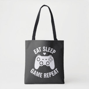 Ät Sova Spela Upprepa - Rolig Gamer Citat Design Tygkasse