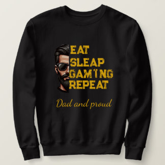 Ät Sova Spelande Upprepa Cool Gamer Art T-Shirt Lång Ärmad Tröja