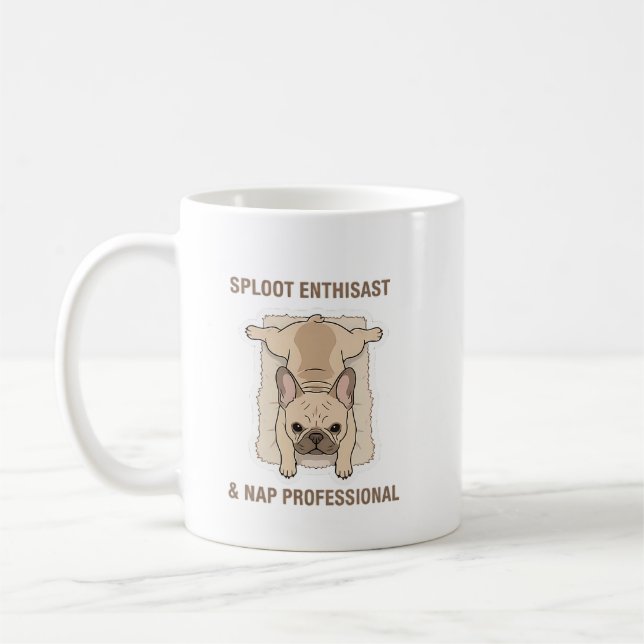 Ät Sova Sploot Rolig Fransk Bulldog Design Kaffemugg (Vänster)