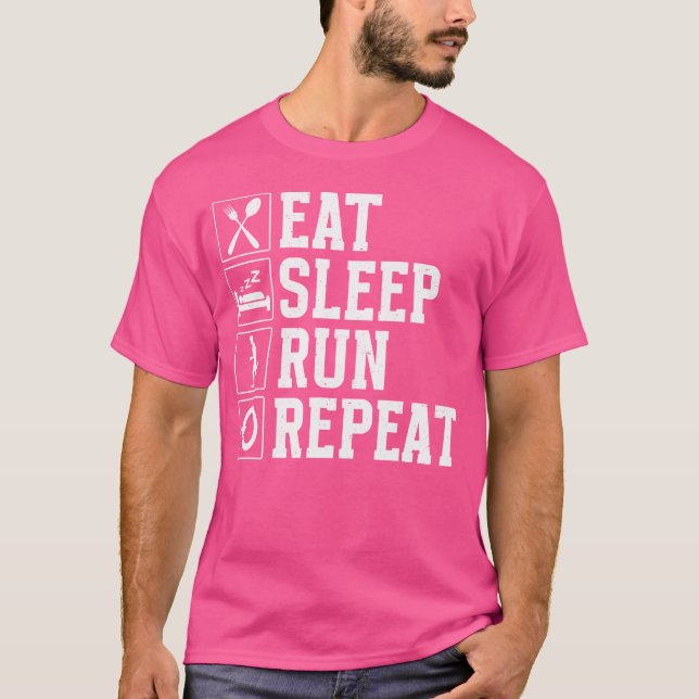 Ät Sova Spring Upprepa Rolig Löpning Löpare T Shirt (Framsida)