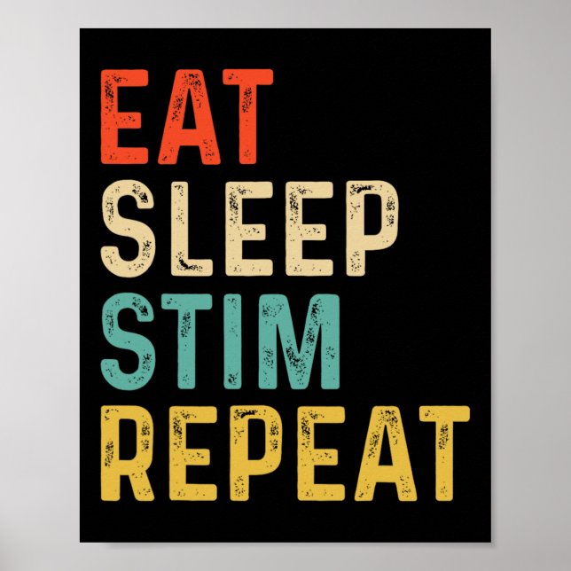 Ät Sova Stim Genta Autism Acceptans Barn Pojkar W Poster (Framsidan)