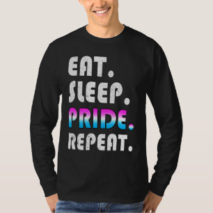 Ät Sova Stolthet Upprepa HBTQ Flagga Cis Kön Fluid T Shirt