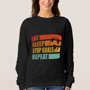 Ät Sova Stoppa Mål Upprepa Fotboll Målvakt Retr T Shirt