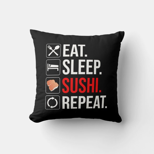 Ät. Sova. Sushi. Repetera Kudde (Framsida)