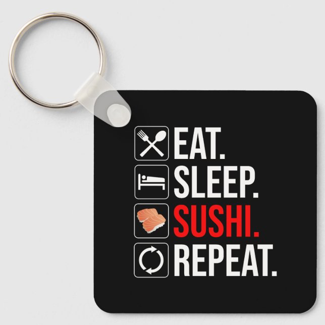 Ät. Sova. Sushi. Repetera Nyckelring (Framsida)