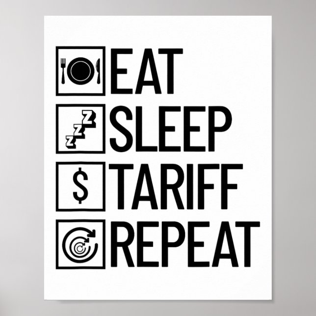 Ät Sova Tariff Upprepa Rolig Trump Tariff _1  Poster (Framsidan)
