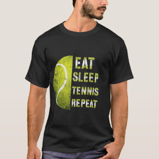 Ät Sova Tennis Upprepa Anpassat Namn Roligt Sport T Shirt