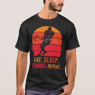 Ät Sova Tennis Upprepa Retro Solnedgång T Shirt