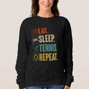 Ät Sova Tennis Upprepa Retro Vintage Tennis Spelar T Shirt