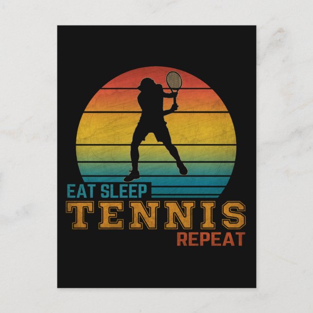 Ät Sova Tennis Upprepa Vykort (Framsida)