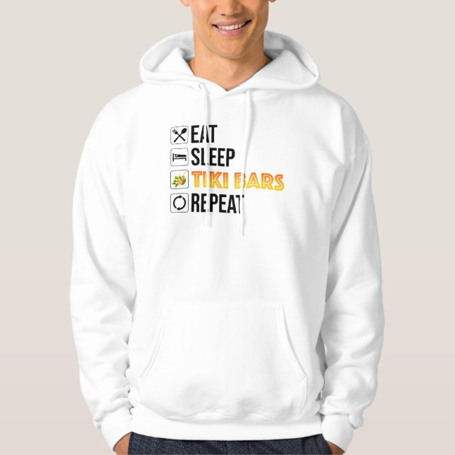 Ät. Sova. Tiki Bars. Upprepa Hoodie (Framsida)