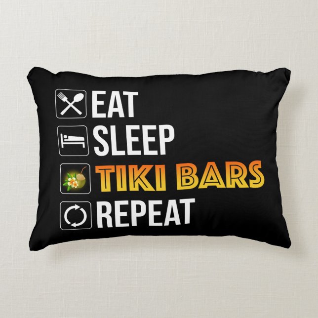 Ät. Sova. Tiki Bars. Upprepa Prydnadskudde (Framsidan)