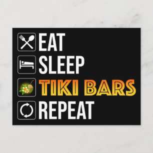 Ät. Sova. Tiki Bars. Upprepa Vykort
