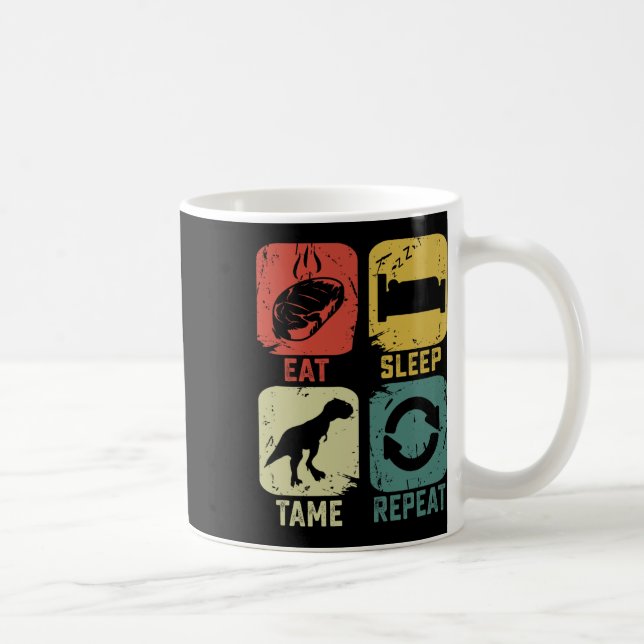 Ät Sova Tjäma Upprepa Dinosaurie Spel Geek Roligt  Kaffemugg (Höger)