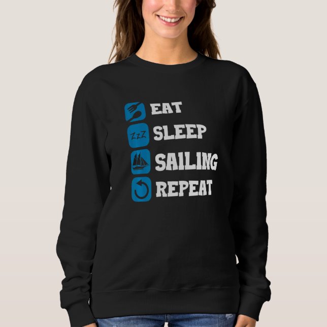 Ät Sova Upprepa Segling Kapten Segla Ankar Sa T Shirt (Framsida)