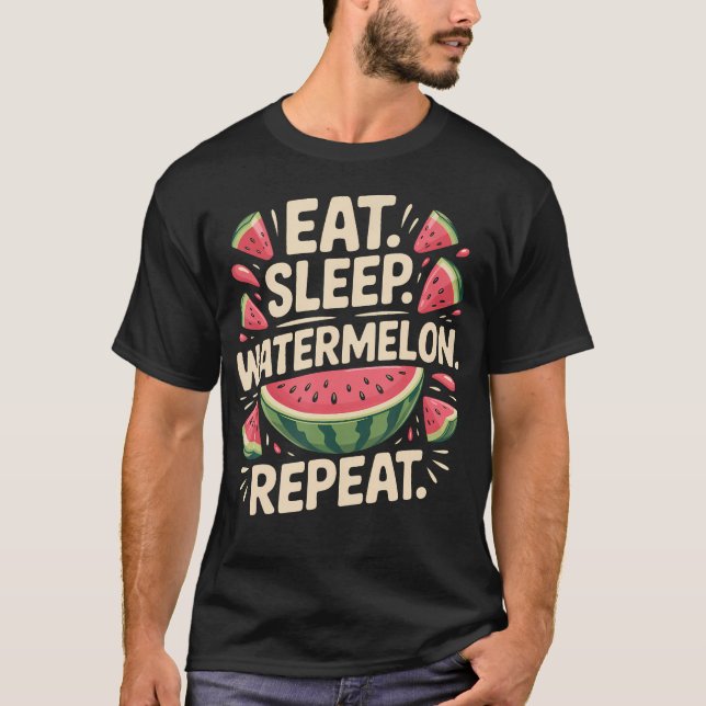 Ät Sova Vattenmelon T Shirt (Framsida)