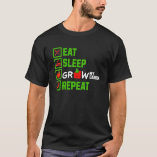 ÄT Sova Växa Min Trädgård Upprepa Pojkar Flickor S T Shirt