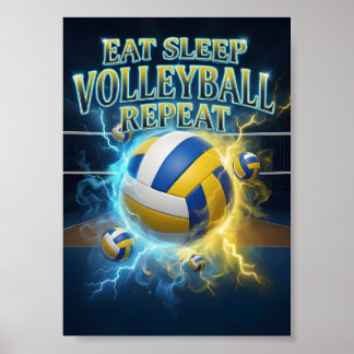 Ät Sova Volleyboll Retro Poster