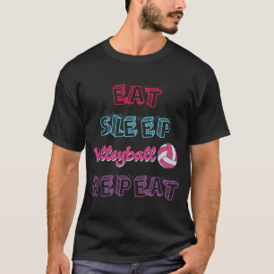 Ät Sova Volleyboll Upprepa färgglada tonåringar T- T Shirt