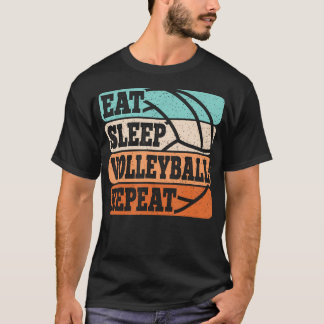 Ät Sova Volleyboll Upprepa Rolig Retro Volleyboll T Shirt