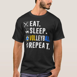 Ät Sova Volleyboll Upprepa Rolig Volleyboll Spelar T Shirt