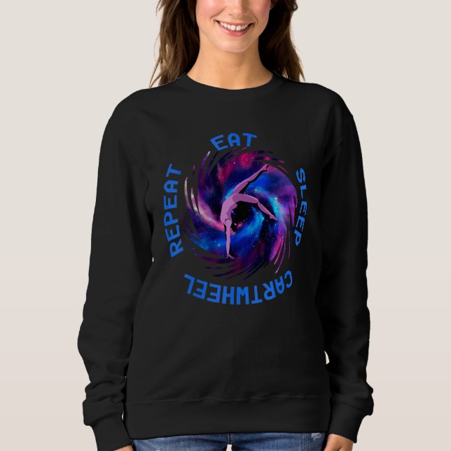 Ät Sova Volt Repetera Vintergatan Galax Handståend T Shirt (Framsida)