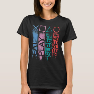 Ät Spela Sova Upprepa Gamer Retrospel T Shirt