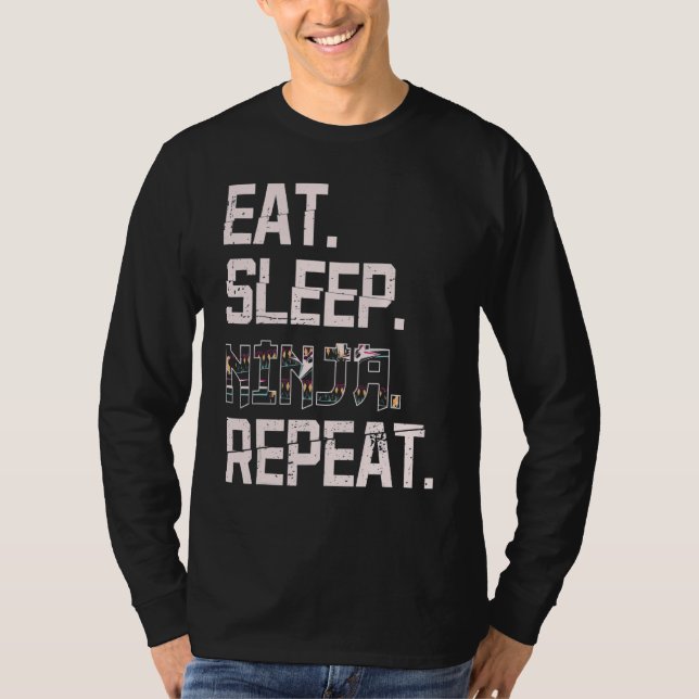 Ät Ssov Ninja Upprepa Japan Shinobi för Ninja Fläk T Shirt (Framsida)
